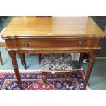 A reproduction fold over card table with single drawer Condition Report: Available upon request