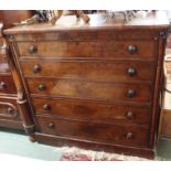 A Victorian mahogany five drawer chest, 125cm high x 126cm wide Condition Report: Available upon