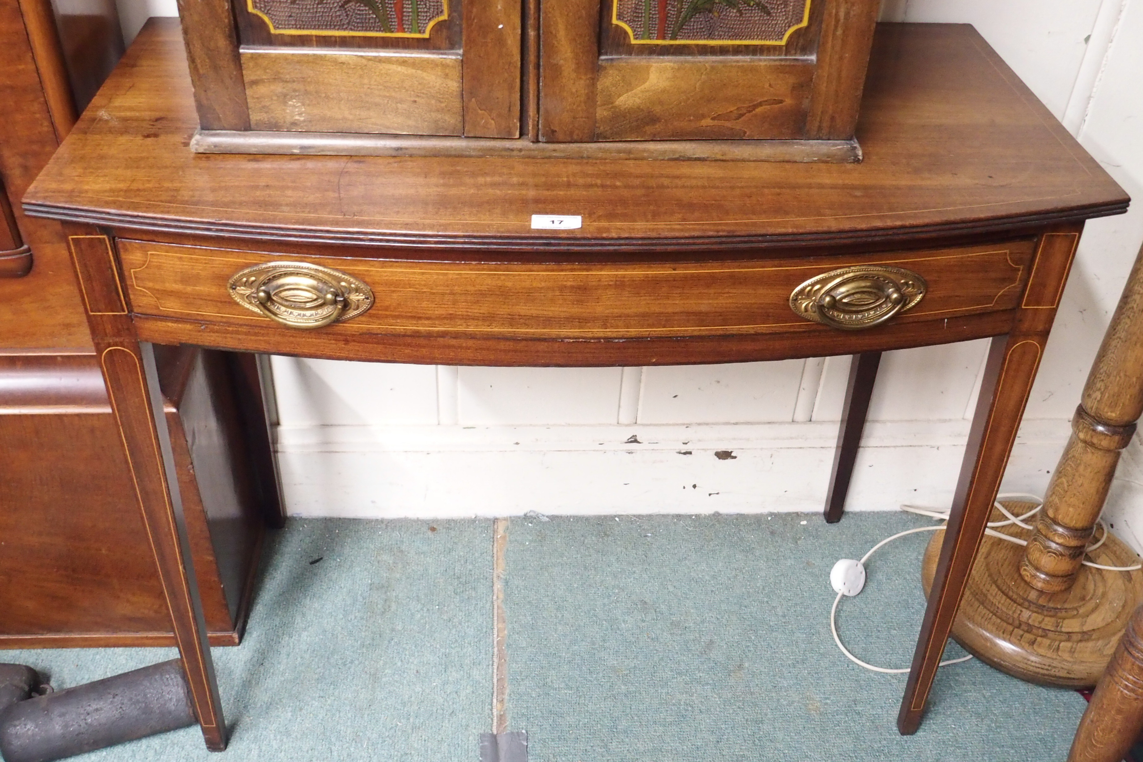 An inlaid mahogany hall table with single drawer Condition Report: Available upon request