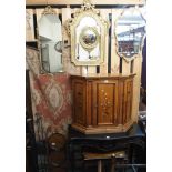 Three gilt wall mirrors, cake stand, wrought iron candle stand and a nest of tables (6) Condition