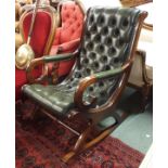 A mahogany leather button back rocking chair Condition Report: Available upon request