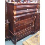 A Victorian mahogany Ogee chest with carved supports, 169cm high x 123cm wide Condition Report: