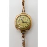 A 9ct gold ladies vintage watch and strap both (af) Hallmarked Chester 1936, weight including
