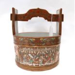 A Satsuma pail decorated with figures and flowers, 20cm high Condition Report: Available upon