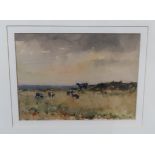 ERNEST ARCHIEBALD TAYLOR Cattle grazing, signed, watercolour, 16 x 23cm Condition Report: