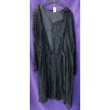 a collection of Victorian and later black clothing including 1920's dress, velvet collar dress,
