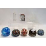 A Strathearn millefiori paperweight, Caithness Journey weight and various others Condition Report: