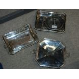 A lot comprising a pewter chamber stick, photo frame, entree dish etc Condition Report: Available