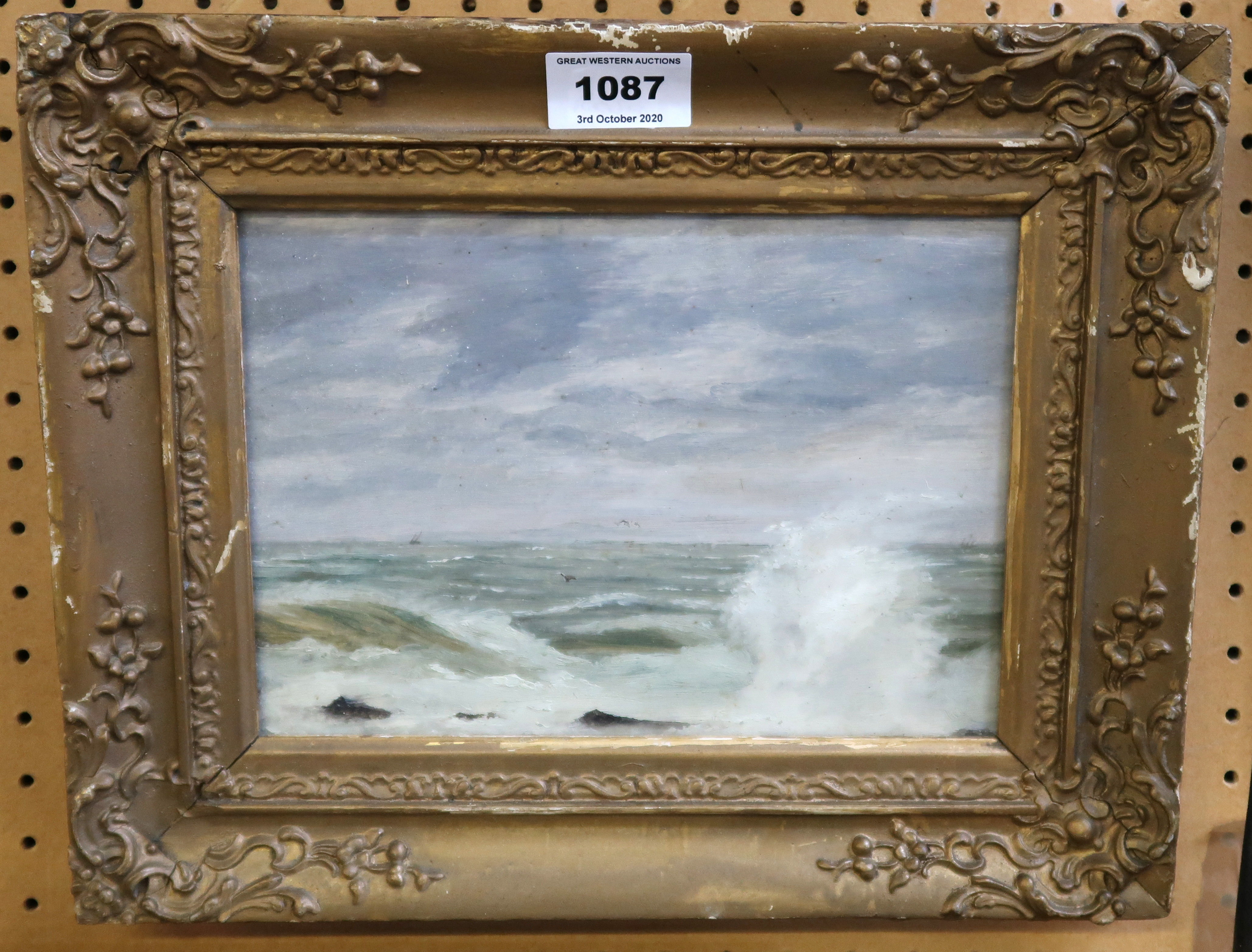 SCOTTISH SCHOOL Rough sea, oil on board, 15 x 22cm Condition Report: Available upon request