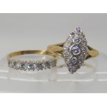 A 9ct gold marquis cluster ring, set with estimated approx 0.50cts of brilliant cut diamonds, size
