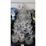 Assorted Tudor and other cut glass and crystal drinking glasses and decanters Condition Report: