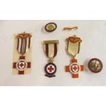 Three enamel British Red Cross nursing medals to J.T. Waddell with box and collection of other