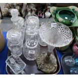 Assorted cut glass and crystal decanters, vases, jug etc Condition Report: Available upon request