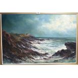 ALFRED ALLAN Coast guard lookout, Crail, signed, oil on canvas, 60 x 90cm Condition Report: