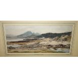 M ROBERTS The Cuillins from Ord, Isle of Skye, signed, watercolour, 24 x 54cm Provenance - The
