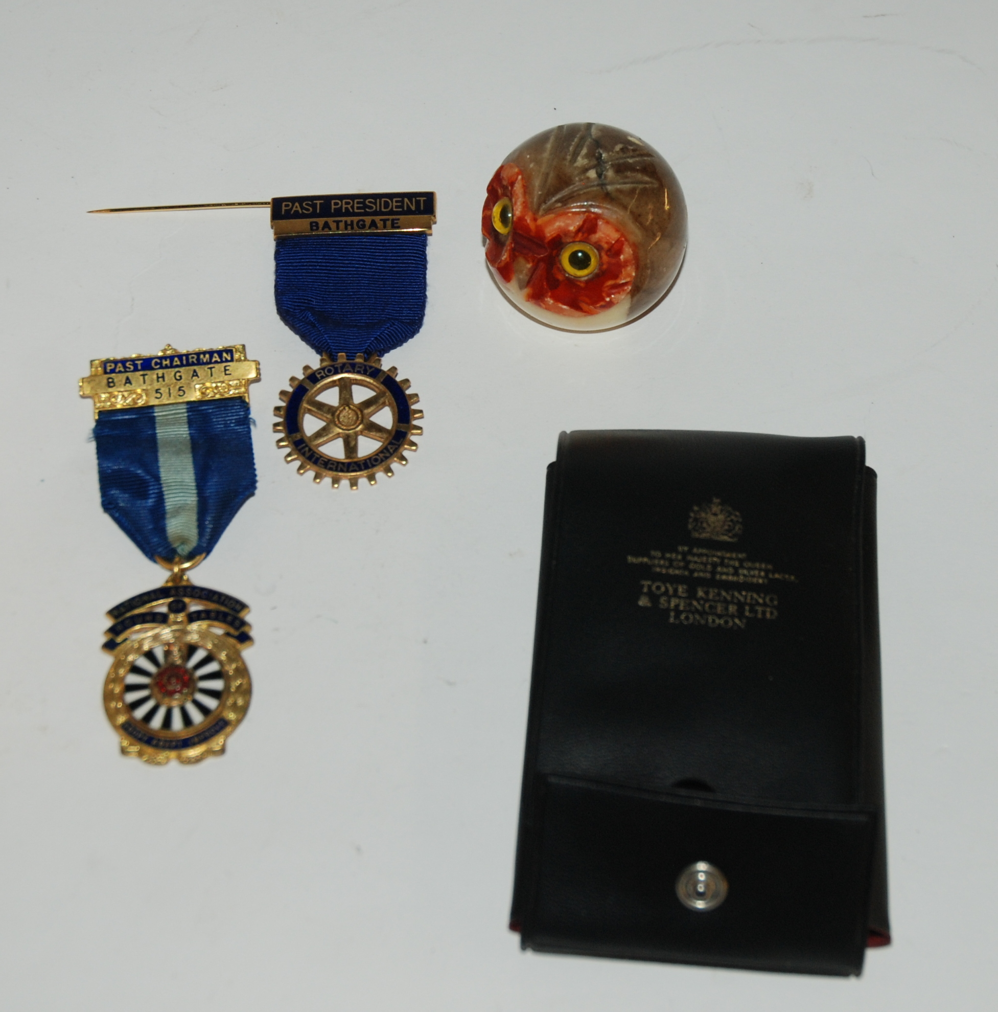 A yellow-metal and enamel Part President Rotary International lapel badge, similar Round Table - Image 3 of 3