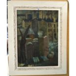 AUDREY SCARLE (married name Gardner) Cityscape, oil on canvas, 75 x 54cm