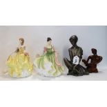 Two Royal Doulton figures and two other figures Condition Report: Available upon request