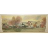 JUNE SHANKS Kilallan church, signed, watercolour, date, 1996, 27 x 70cm Provenance - The Estate of