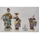 Two Meissen figures from the Cries de Paris series of a mother and baby and a another of a girl