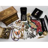 A brooch by Miracle and a retro pendant, ring and other items of vintage costume jewellery Condition