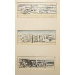 TOM H SHANKS RSW RGI PAI Triptych, signed, watercolour and pencil, 5 x 14cm Provenance - The