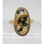 A 9ct gold moss agate ring, size O1/2, weight 4.3gms Condition Report: Available upon request