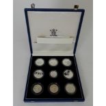 A set of silver proof coins, The Anniversary of the end of WWII, various countries - nine coins,