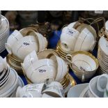 A Paragon gilt rimmed teaset including eleven plates, fourteen cups and twelve saucers Condition