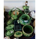 A collection of Eichwald ceramics including pots and covers, a basket, candlestick etc Condition
