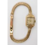 A 9ct gold ladies vintage Omega wristwatch with integral strap weight 22.6gms Condition Report: