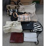 Assorted ladies hand and clutch bags including leather examples Condition Report: Available upon