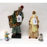 Two Royal Doutpn fiures Ibrahim, another The Carpet Seller, a Royal Worcester figure 'China' and a