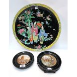 Two Pratt pot lids including Albert Memorial and another of a boy and dog by a river, together