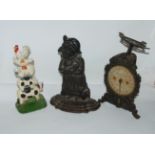 A cast Judy door stop, another painted door stop and vintage scale (def) Provenance - The Estate