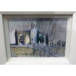 MICHAEL DURNING Continental church, signed, mixed media, 15 x 20cm and Fishermans Fort, Paulilles,