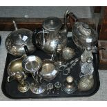 A tray lot of EP - tea service, vase, condiments etc Condition Report: Available upon request
