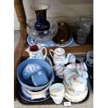 Assorted ceramics including a bone china coffee set, Wedgwood jasperware, crystal bowl etc Condition