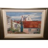 JUNE SHANKS Crail, Blue Door, pen ink and watercolour, 14 x 20cm and another (2) Provenance - The