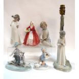 A Doulton figure Janet, two Nao figures of children and three other figures Condition Report: