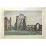 T S HALLIDAY Arbroath Abbey, signed, pastel, 336 x 55cm Condition Report: Available upon request