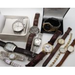 A gents boxed Pulsar watch, a Sekonda moon phase , a ladies diamond set Accurist and others