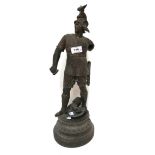 A spelter figure of a warrior Provenance - The Estate of the late Tom H. Shanks RSW, RGI, PAI (