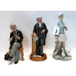 Two Royal Doulton figures including The Lawyer and The Doctor, together with a Lladro figure of a