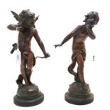 After Moreau a pair of patinated spelter figures of cherubs Condition Report: ARms are broken and re