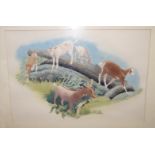 JUNE SHANKS Goats at Duchal, signed, watercolour, 33 x 48cm Provenance - The Estate of the late