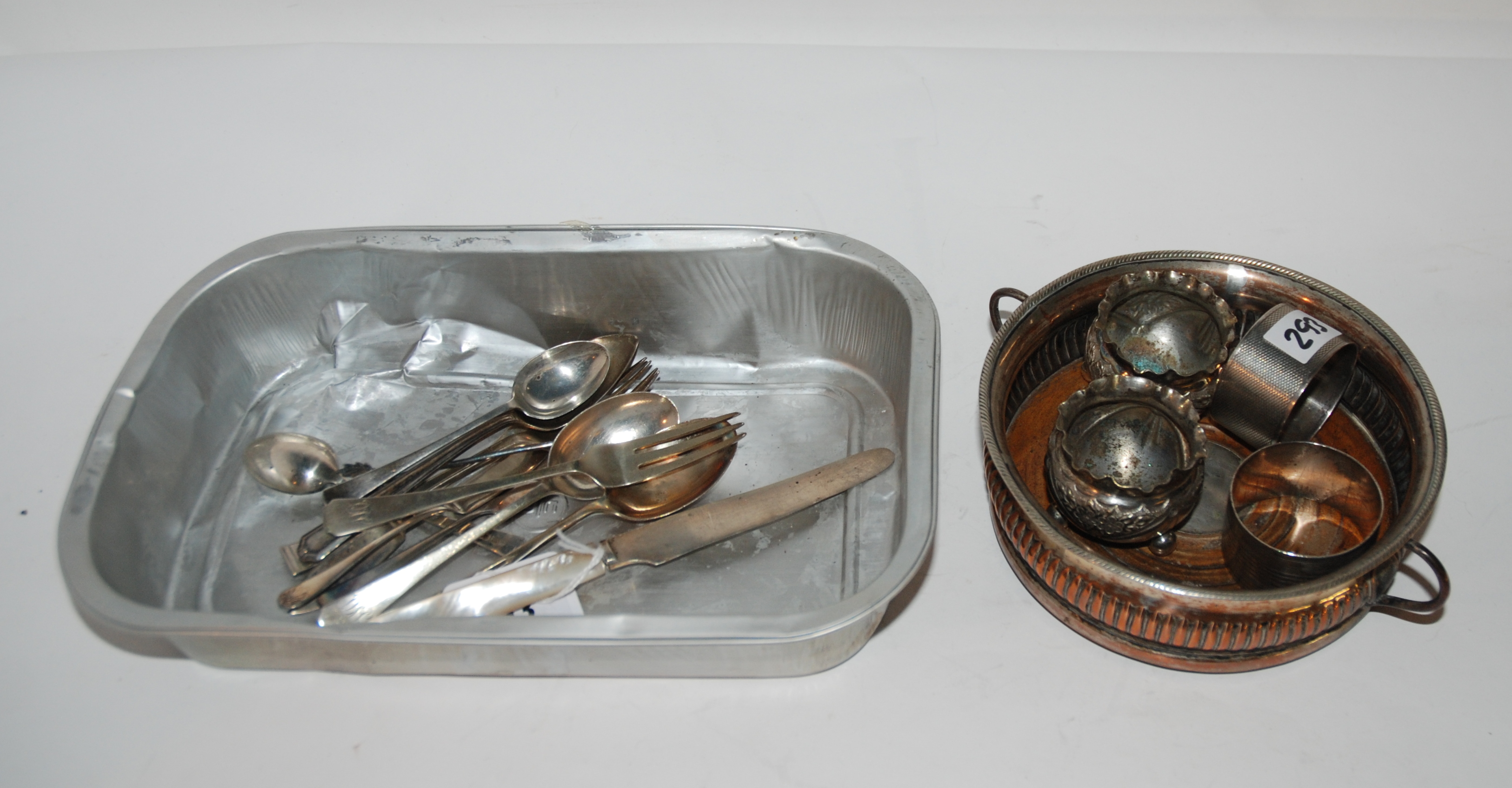 A lot comprising a silver napkin ring, a small collection of silver tea and coffee spoons, silver