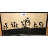 BRITISH SCHOOL Silhouette children dancing to music, 17 x 34cm Condition Report: Available upon