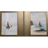 W S A INGLES Fishing boats, signed, watercolour, 1913, 23 x 16cm and ten others (12) Condition