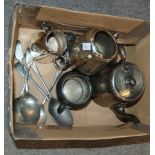 A box of hotelware, white metal box etc Condition Report: Available upon request